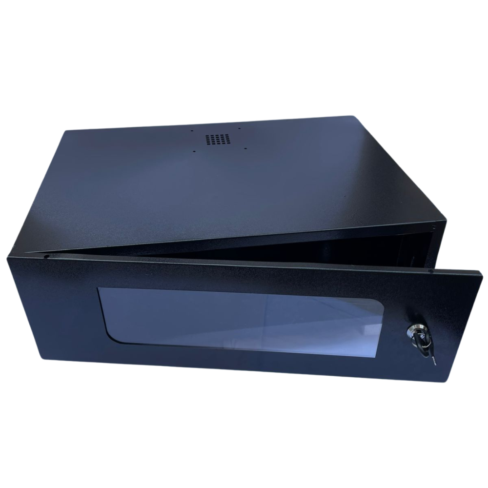 Mini Rack 03ux350mm Preto Visor Acrílico Linha Econômico 