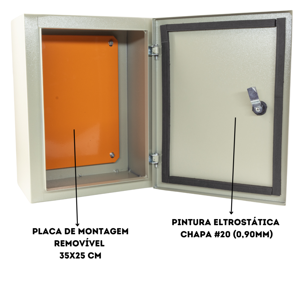 Caixa de Comando 400x300x200mm C/ Fechadura 