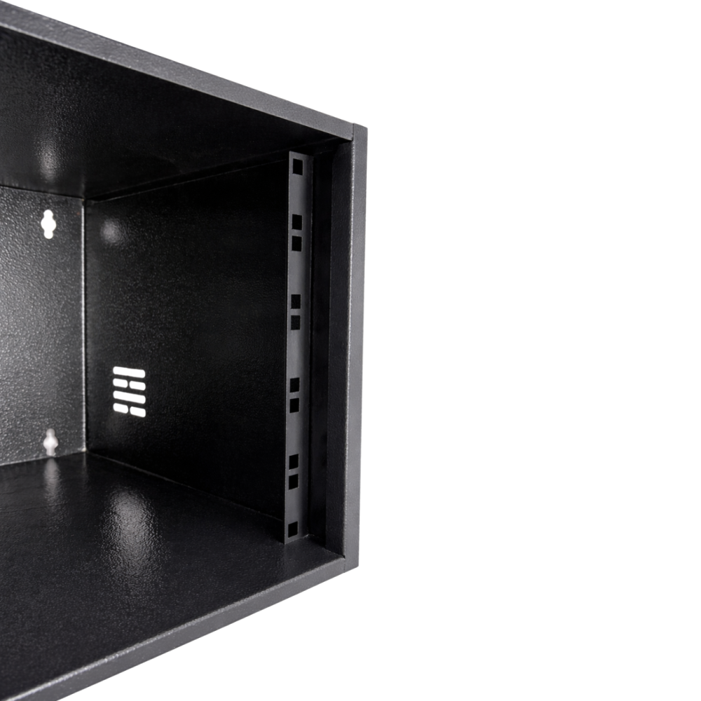 Kit - Mini Rack Padrão 19'' 5u x 350mm Com 1 Bandeja Fixa Frontal 1u x 250mm Ventilada