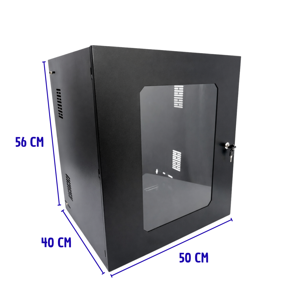 Mini Rack Padrão 19'' 12u x 400mm Preto Visor Acrilico