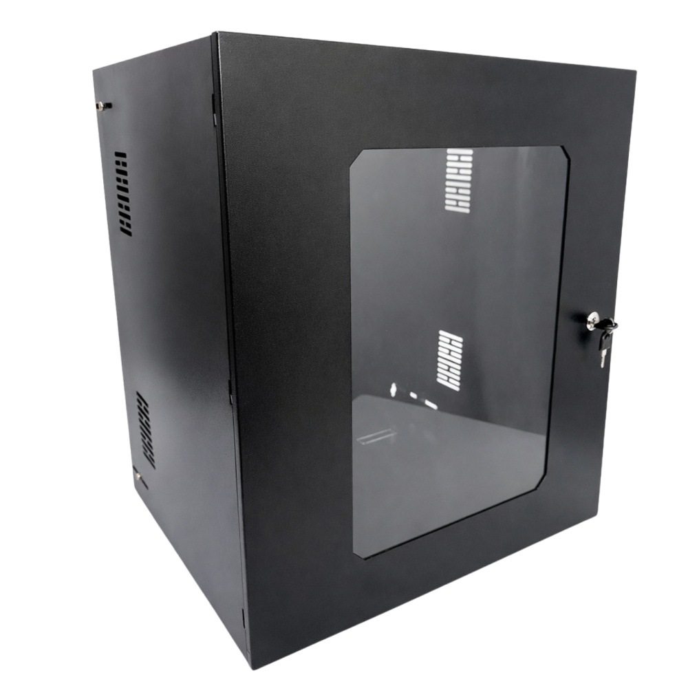 Mini Rack Padrão 19'' 12u x 400mm Preto Visor Acrilico