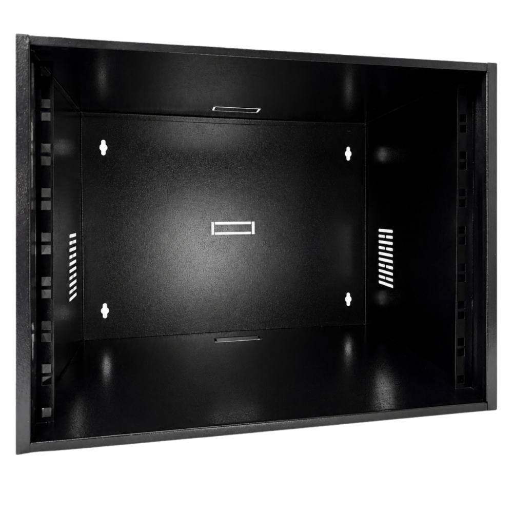 Mini Rack  Padrão 19'' 8U x 350mm Preto Visor Acrilico 